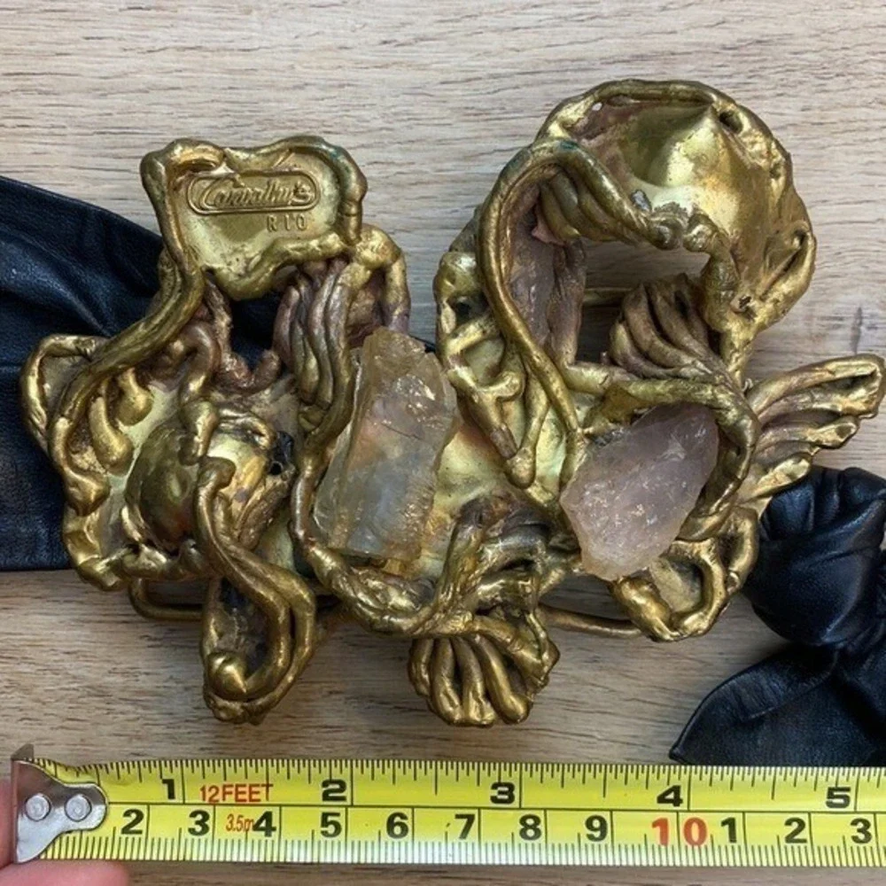 Carvalhu Rio Copa‎ Brutalist Belt Buckle Wearable Art Brass Stone Original Belt